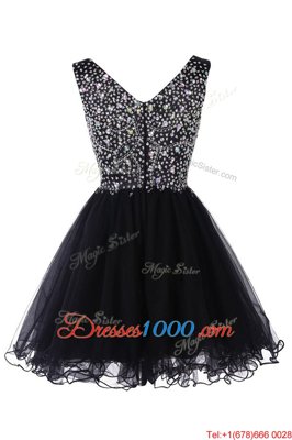 Luxurious V-neck Sleeveless Tulle Beading Zipper