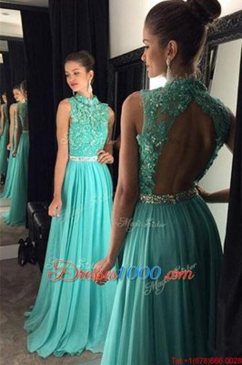 Free and Easy Scoop Sleeveless Beading and Lace Backless Prom Evening Gown