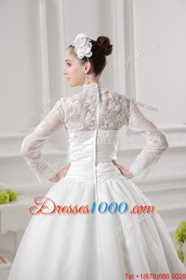 Super Long Sleeves Sweep Train Zipper Lace Wedding Dress