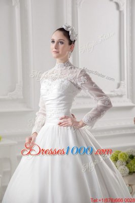 Super Long Sleeves Sweep Train Zipper Lace Wedding Dress