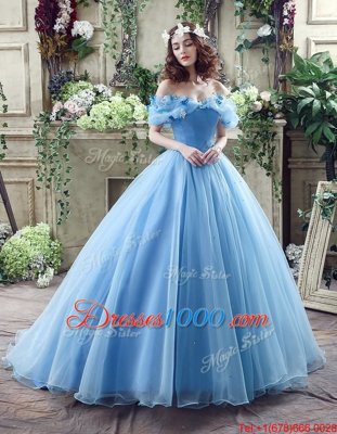 Blue Wedding Dresses Wedding Party and For with Ruching and Bowknot Off The Shoulder Sleeveless Lace Up