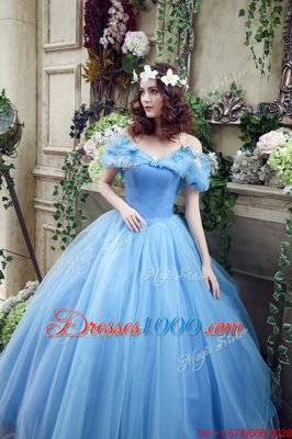 Blue Wedding Dresses Wedding Party and For with Ruching and Bowknot Off The Shoulder Sleeveless Lace Up