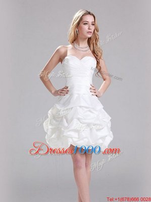 Low Price White Wedding Gown Wedding Party and For with Ruffles Sweetheart Sleeveless Zipper