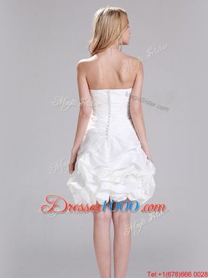 Low Price White Wedding Gown Wedding Party and For with Ruffles Sweetheart Sleeveless Zipper