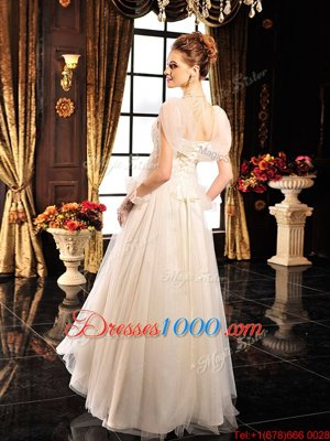Tulle Sleeveless Floor Length Wedding Gown and Beading