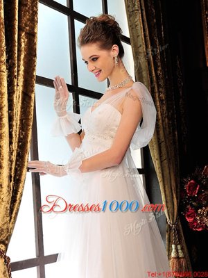 Tulle Sleeveless Floor Length Wedding Gown and Beading