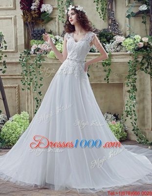 Top Selling Long Sleeves Lace and Appliques Clasp Handle Bridal Gown with White Court Train