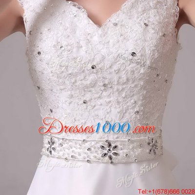 Sleeveless Brush Train Beading and Sashes|ribbons Clasp Handle Wedding Dress