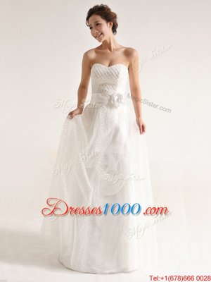 Floor Length Empire Sleeveless White Bridal Gown Zipper