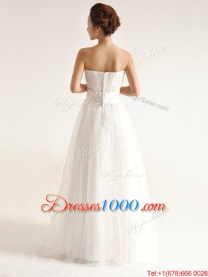 Floor Length Empire Sleeveless White Bridal Gown Zipper