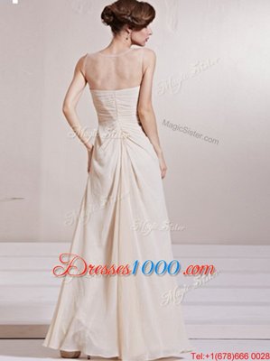 Champagne Zipper Scoop Beading Wedding Dress Chiffon Sleeveless