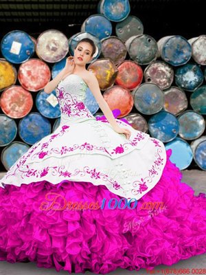 Shining Floor Length Lace Up Quinceanera Gown Multi-color and In for Military Ball and Sweet 16 and Quinceanera with Appliques and Embroidery and Ruffles