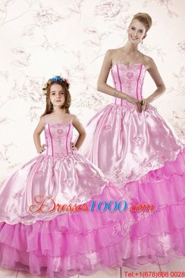 Noble Ruffled Lilac Sleeveless Organza Lace Up Sweet 16 Quinceanera Dress for Military Ball and Sweet 16 and Quinceanera