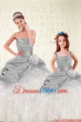 Sexy Multi-color Ball Gowns Sweetheart Sleeveless Organza and Taffeta Floor Length Lace Up Beading and Ruffled Layers and Hand Made Flower Quinceanera Dresses
