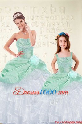 Fine Sweetheart Sleeveless Lace Up Quinceanera Dresses Apple Green Organza and Taffeta