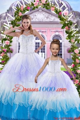 Customized Tulle Sweetheart Sleeveless Lace Up Beading Vestidos de Quinceanera in Multi-color