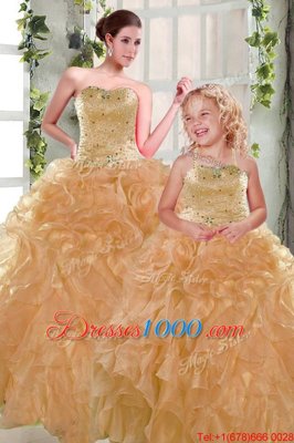 On Sale Floor Length Ball Gowns Sleeveless Orange 15 Quinceanera Dress Lace Up