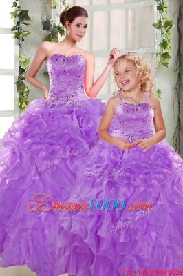 Floor Length Ball Gowns Sleeveless Purple Sweet 16 Dress Lace Up