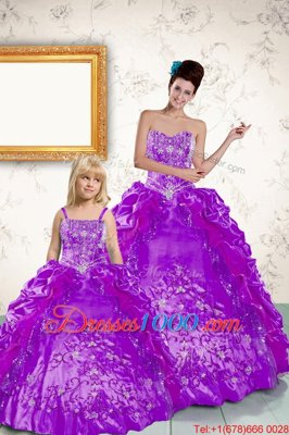 Best Pick Ups Purple Sleeveless Taffeta Lace Up Quince Ball Gowns for Military Ball and Sweet 16 and Quinceanera
