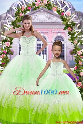 Ball Gowns Sweet 16 Dress Multi-color Sweetheart Tulle Sleeveless Floor Length Lace Up