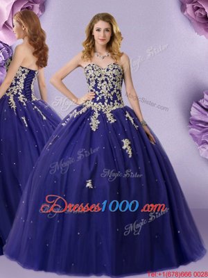 Navy Blue Quinceanera Dress Military Ball and Sweet 16 and Quinceanera and For with Beading Sweetheart Sleeveless Lace Up