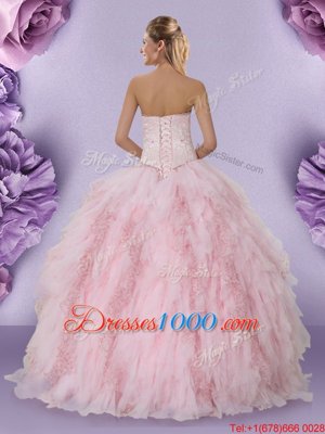 Tulle Sleeveless Floor Length Sweet 16 Dress and Beading and Lace and Ruffles