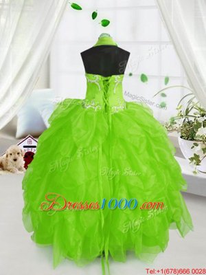 Halter Top Sleeveless Beading and Ruffles Lace Up Little Girl Pageant Gowns