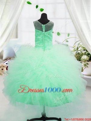 Scoop Floor Length Ball Gowns Sleeveless Green Party Dress Wholesale Zipper