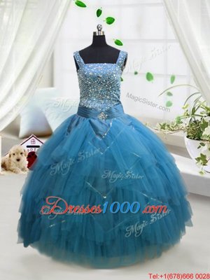 Sleeveless Beading and Ruffles Lace Up Little Girl Pageant Dress