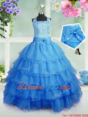 Luxurious Square Sleeveless Organza Party Dresses Beading and Ruffled Layers Zipper