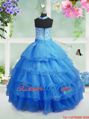 Luxurious Square Sleeveless Organza Party Dresses Beading and Ruffled Layers Zipper