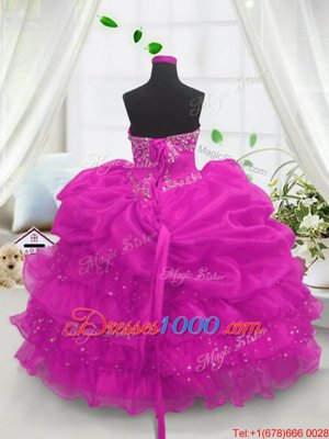 Sleeveless Lace Up Floor Length Beading and Ruffled Layers and Pick Ups Teens Party Dress