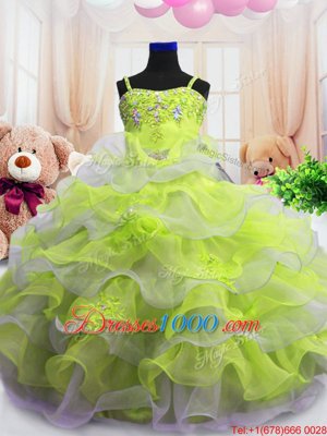 Hot Sale Sleeveless Beading and Ruffled Layers Zipper Kids Formal Wear