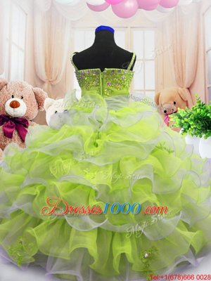 Hot Sale Sleeveless Beading and Ruffled Layers Zipper Kids Formal Wear