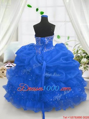 Sleeveless Lace Up Floor Length Beading and Ruffled Layers and Pick Ups Party Dress