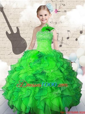 Fabulous Organza Sleeveless Floor Length Party Dress Wholesale and Beading and Ruffles