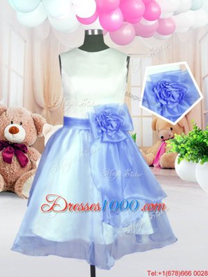 Exceptional Baby Blue Toddler Flower Girl Dress Military Ball and Sweet 16 and Quinceanera and For with Hand Made Flower Scoop Sleeveless Zipper