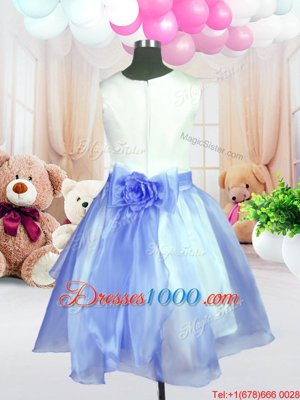 Exceptional Baby Blue Toddler Flower Girl Dress Military Ball and Sweet 16 and Quinceanera and For with Hand Made Flower Scoop Sleeveless Zipper