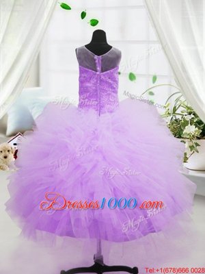 Best Scoop Sleeveless Zipper Party Dresses Hot Pink Organza