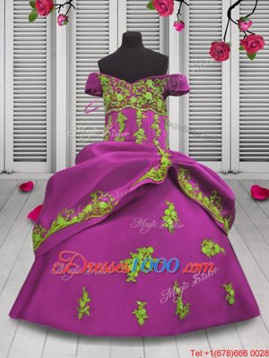 Unique Hot Pink Party Dress Wholesale Party and Wedding Party and For with Beading and Appliques Off The Shoulder Sleeveless Lace Up