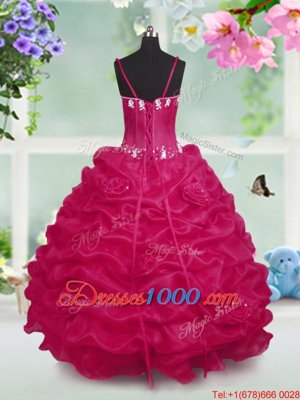 Sleeveless Lace Up Floor Length Beading and Pick Ups Party Dress for Girls