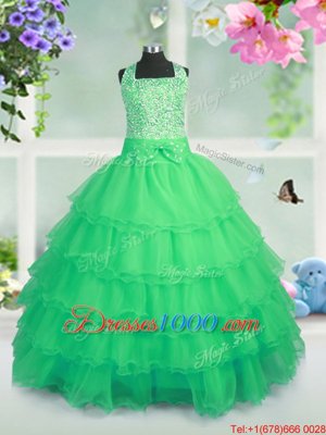 Ruffled Square Sleeveless Zipper Kids Formal Wear Organza