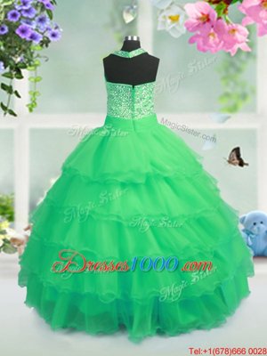 Ruffled Square Sleeveless Zipper Kids Formal Wear Organza