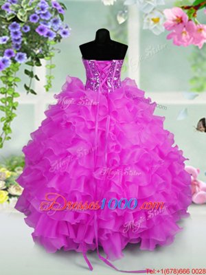 Sleeveless Ruffled Layers and Sequins Lace Up Little Girls Pageant Dress