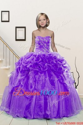 Inexpensive Lavender Pageant Gowns For Girls Party and Wedding Party and For with Beading and Pick Ups Sweetheart Sleeveless Lace Up