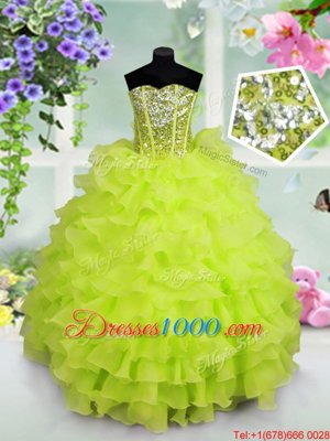 Superior Light Yellow Square Neckline Lace and Ruffled Layers Juniors Party Dress Sleeveless Lace Up