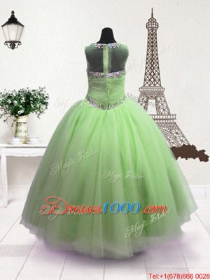 Cute Scoop Sleeveless Organza Kids Pageant Dress Beading Zipper