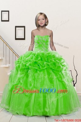 Lovely Sweetheart Sleeveless Little Girls Pageant Gowns Floor Length Beading and Pick Ups Organza
