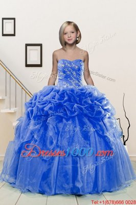 Discount Organza Sleeveless Floor Length Child Pageant Dress and Beading and Pick Ups
