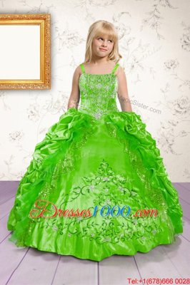 Pick Ups Green Sleeveless Satin Lace Up Party Dress Wholesale for Party and Wedding Party